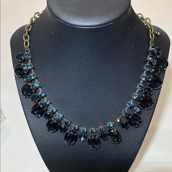 J. Crew Black and Blue Necklace Striking Bib Design - Picture 6 of 6